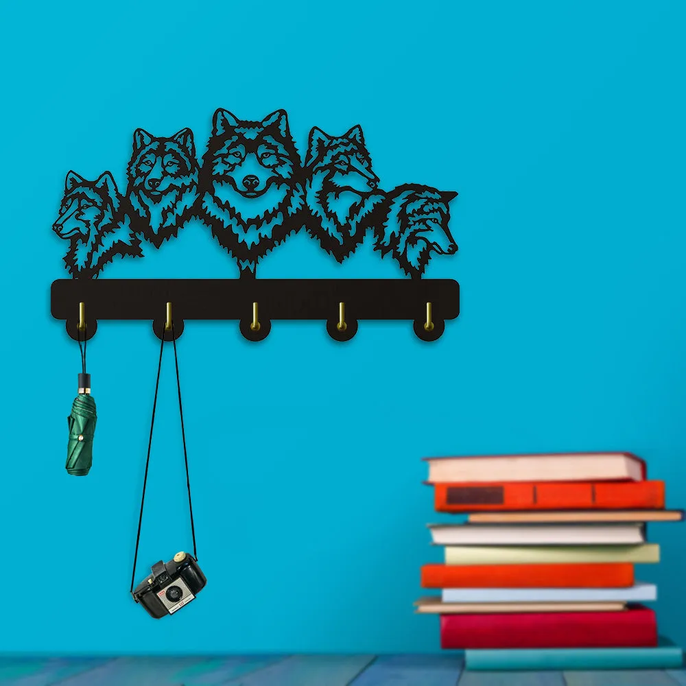 Wildlife Wolf Decorative Wall Hanger Wolf Family Clothes Wall Hooks Coat Rack Keys Holder Organizer Hook